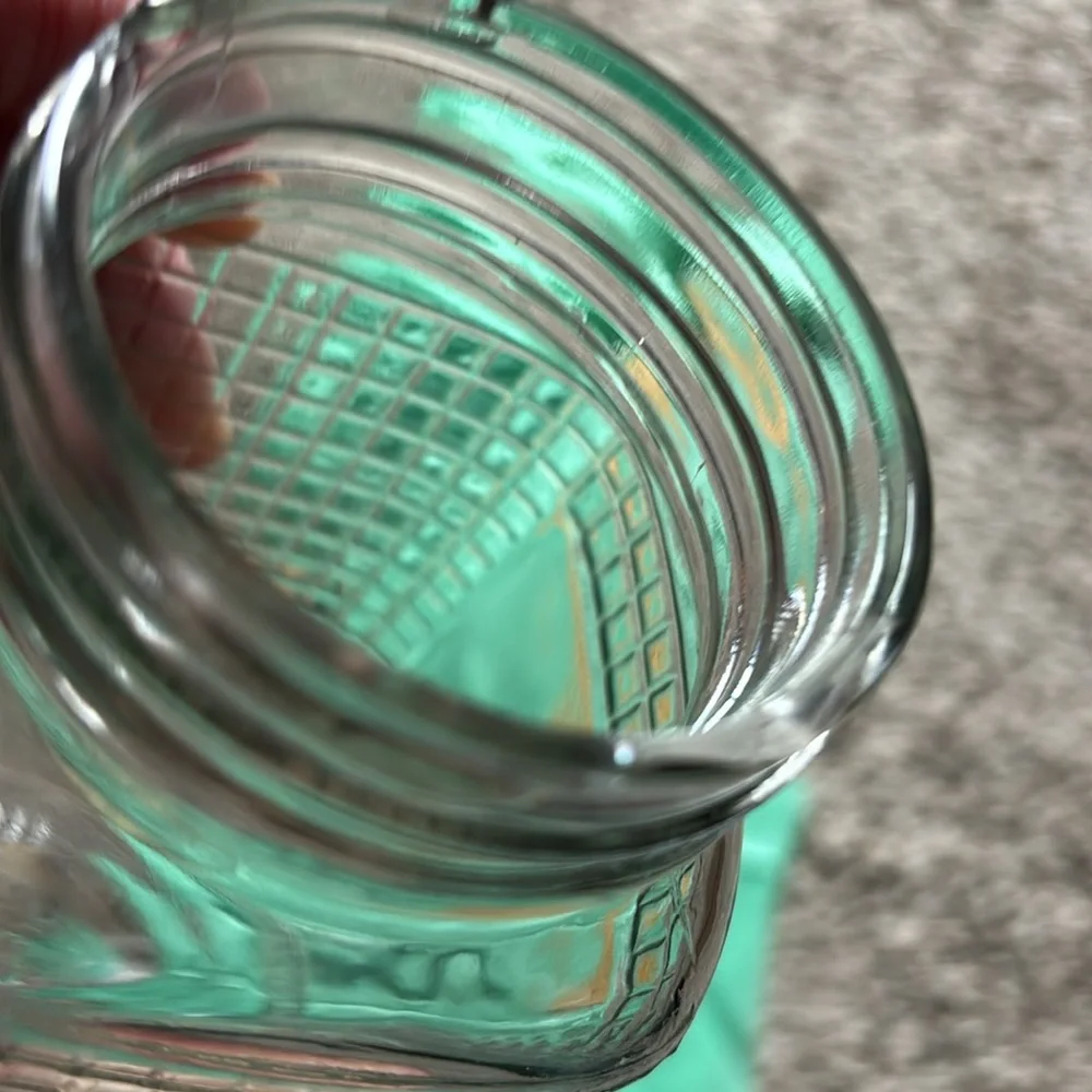 Vintage Square Shaped Glass Canning Jar w/Waffle Grid Pattern, 1 Quart